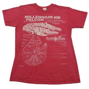 Star Wars Shirt Size Small Millennium Falcon Blueprint Graphic Tee Graphic Print
